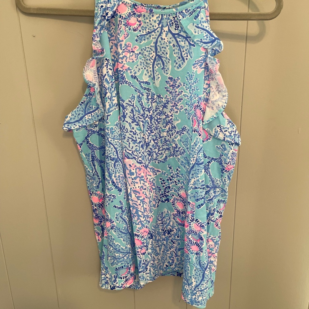 Blue and Pink Sleeveless Top